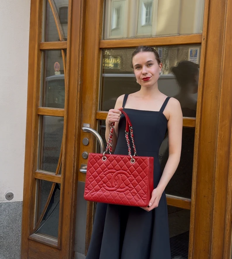 Chanel Grand Shopping Tote Rote GST-Tasche aus Kaviarleder mit silberner Hardware Medium