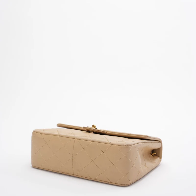 Chanel Vintage Classic Mini Square Bag Beige 24 Karat Gold