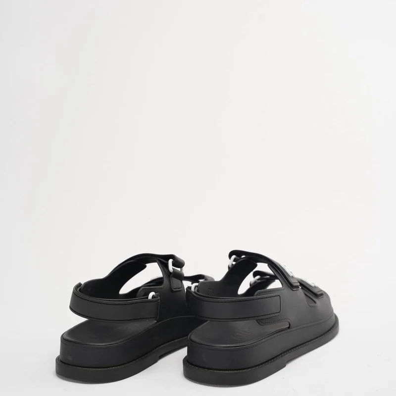 Chanel Schwarze CC Dad Sandalen Gummi Größe 38