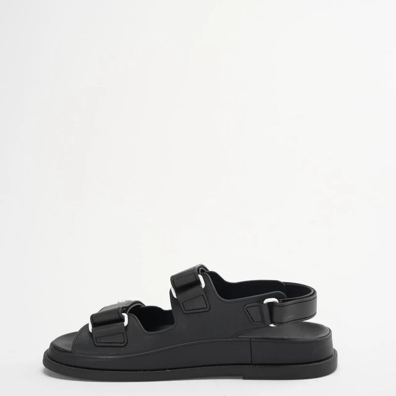 Chanel Schwarze CC Dad Sandalen Gummi Größe 38
