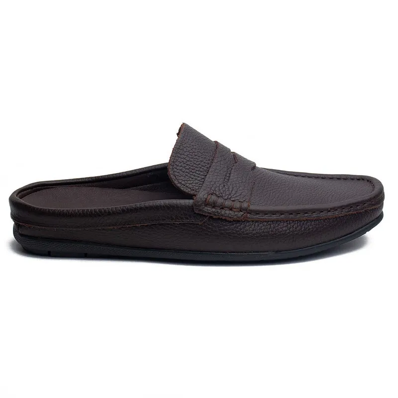Men Brown Leather Espadrilles #4280