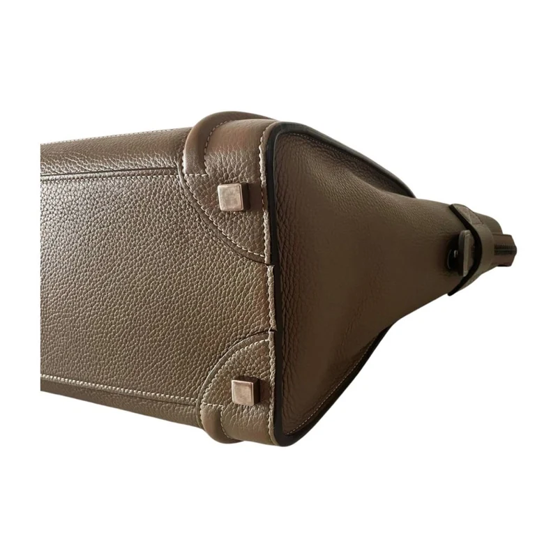 CELINE Micro Luggage Lederhandtasche in Grau
