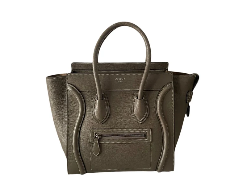 CELINE Micro Luggage Lederhandtasche in Grau