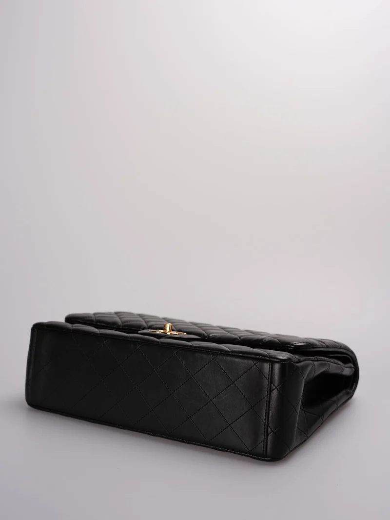 Chanel Timeless Flap Gestepptes Maxi-Lammleder Goldfarben Schwarz
