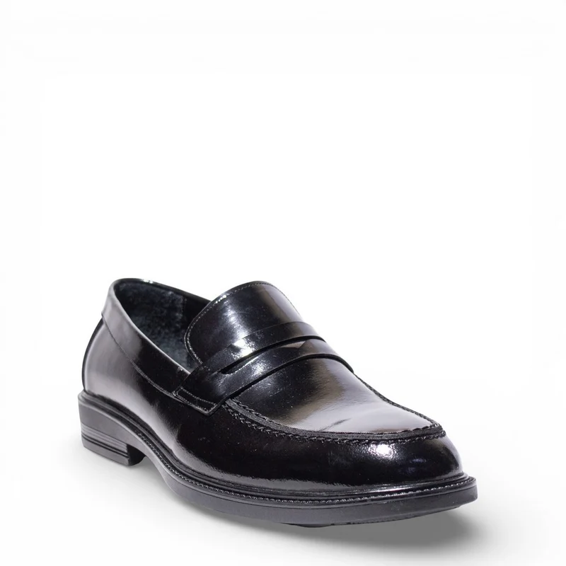 Men Black Vernis Leather Shoes #5028
