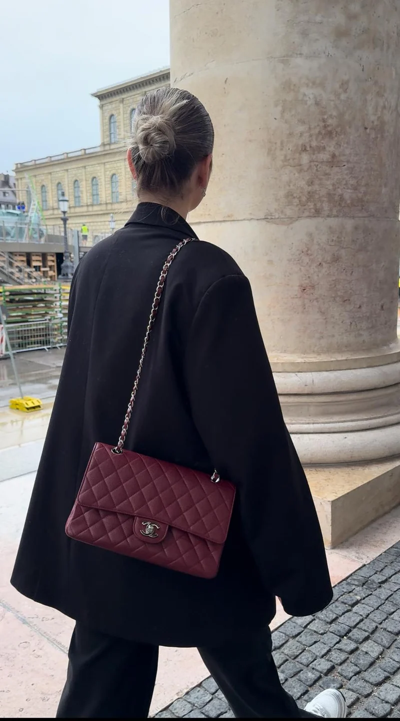 Chanel Burgundy Medium Classic Double Flap Caviar