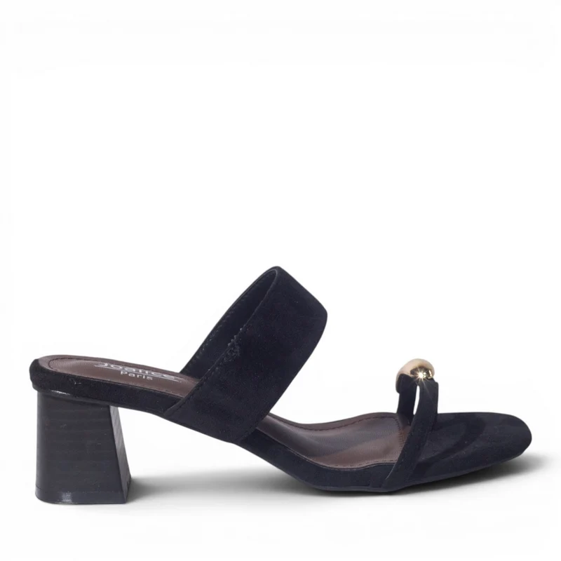 Europeon Union Women Black Chamois Wedges #5032