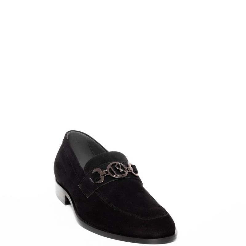 Italian Men Black Chamois Shoes #3430