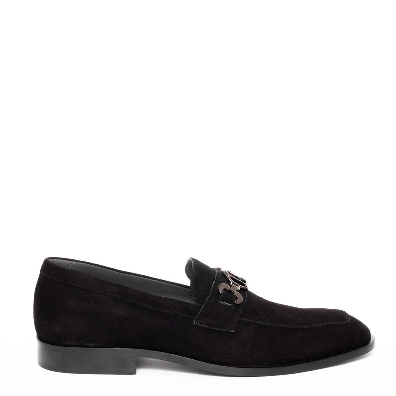 Italian Men Black Chamois Shoes #3430