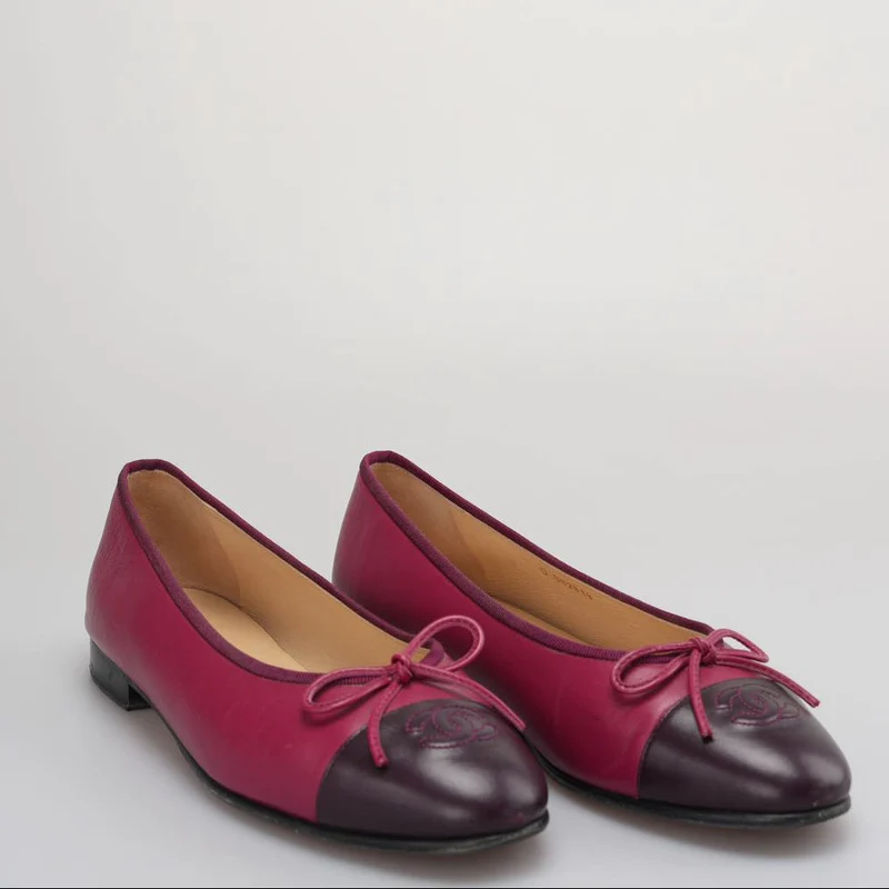 Chanel Ballerinas Ballerinas in Burgund und Schwarz Größe 40