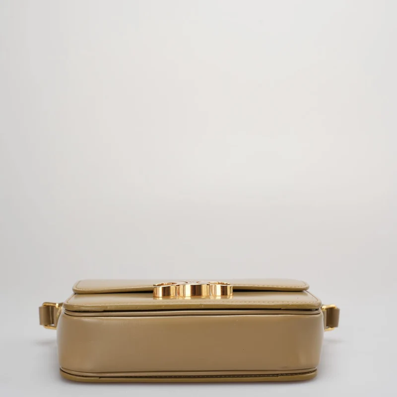 Celine Classic Triomphe Tasche aus glänzendem Kalbsleder in Rauchbraun