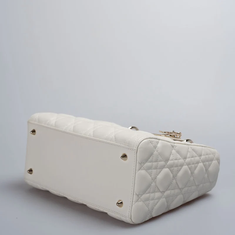 Christian Dior Weiße Lady Dior Mittlere Tasche