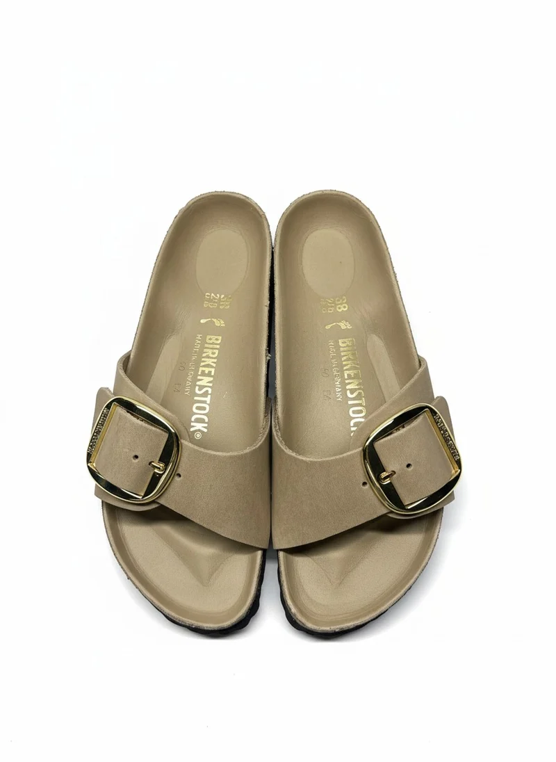 Madrid Big Buckle Oiled Leather Women Narrow tabacco brown