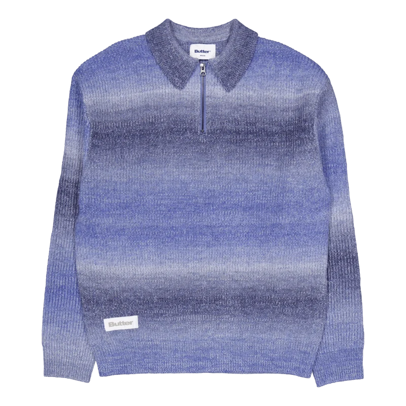 Beams 1/4 Zip Knit Polo Blue