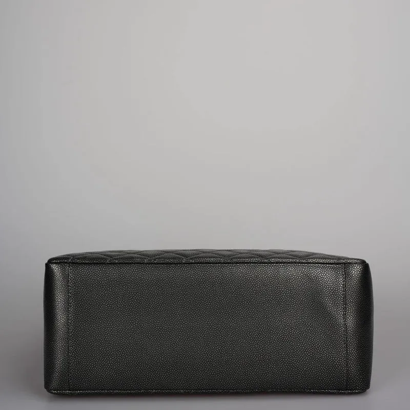 Chanel Grand Shopping Tote Schwarze GST-Tasche aus Kaviarleder mit schwarzer Hardware