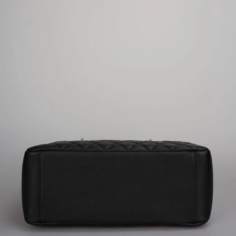 Chanel Black Grand Shopping Tote Schwarze GST Tasche in Kaviar in Silber 2012