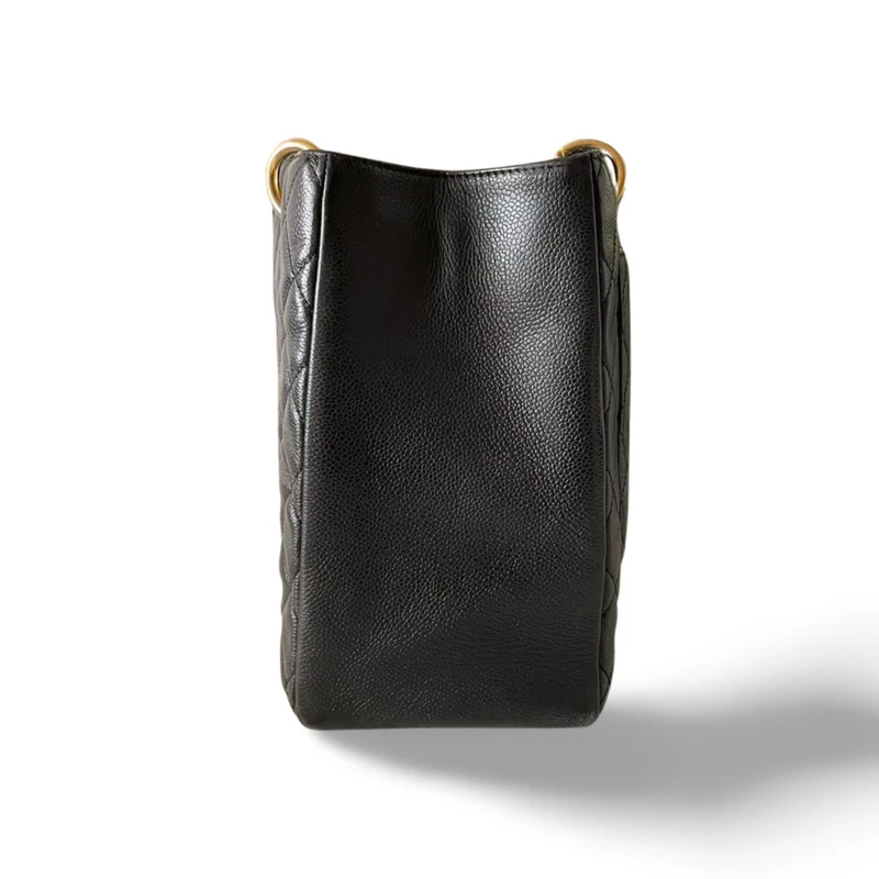 Chanel Black Grand Shopping Tote Bag aus Kaviarleder mit goldenen Beschlägen