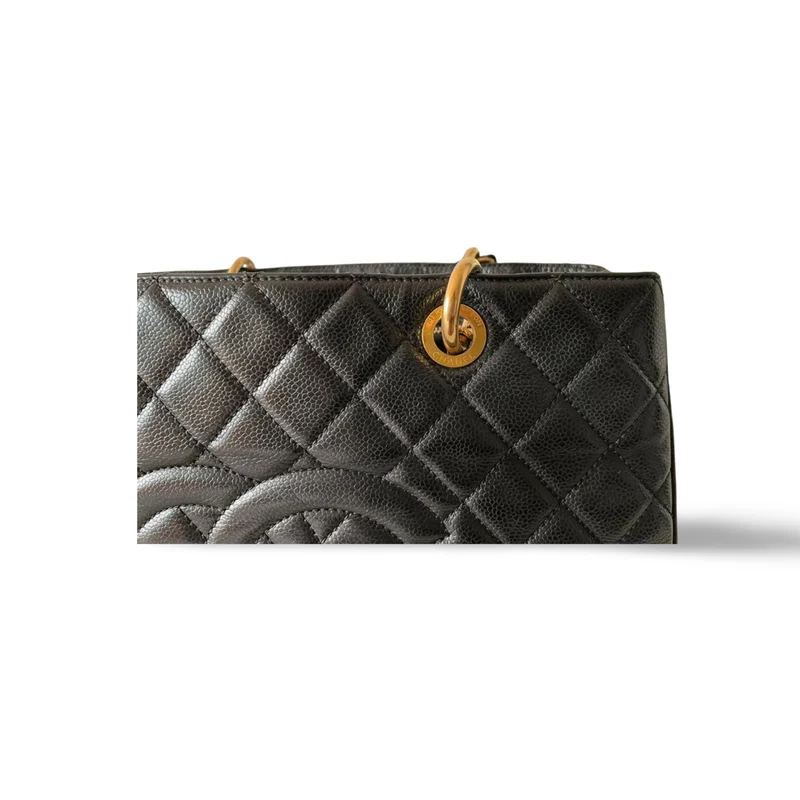 Chanel Black Grand Shopping Tote Bag aus Kaviarleder mit goldenen Beschlägen