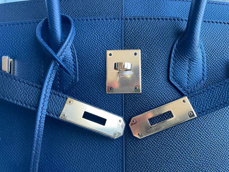 Hermes Birkin Bag 30 aus blauem Indigo und schwarzem Epsom-Leder mit goldener Hardware