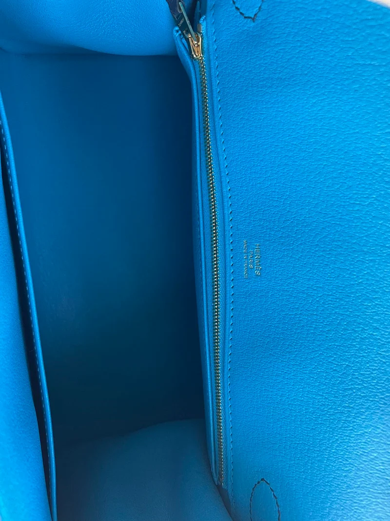 Hermes Birkin Bag 30 aus blauem Indigo und schwarzem Epsom-Leder mit goldener Hardware