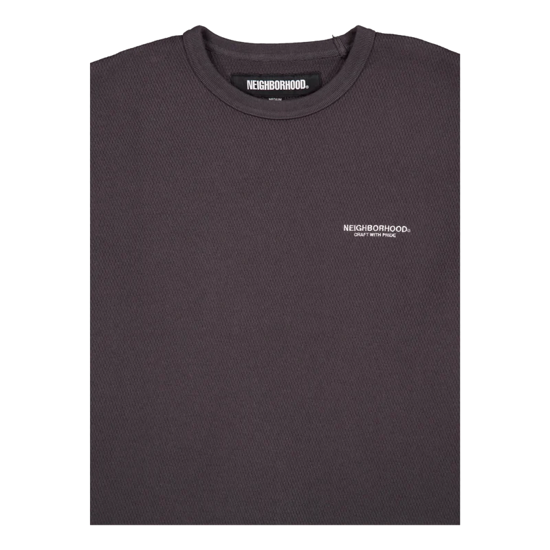 Honeycomb Fabric Crewneck Ls Charcoal