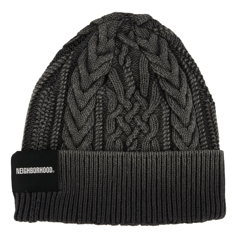 Washed Cable Beanie Black
