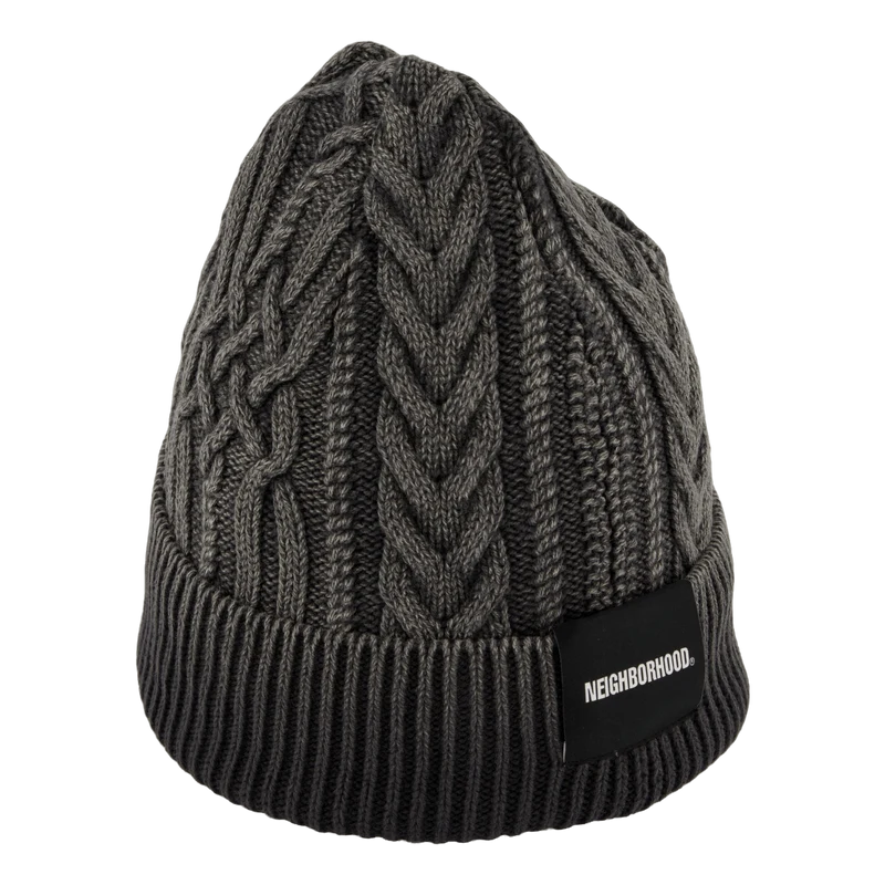 Washed Cable Beanie Black