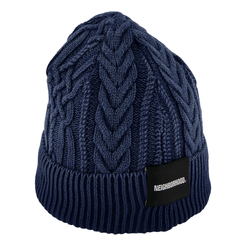 Washed Cable Beanie Navy