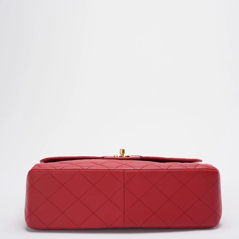 Chanel Vintage Red Classic Timeless Double Flap Bag mit 24 Karat Gold Hardware Double Side