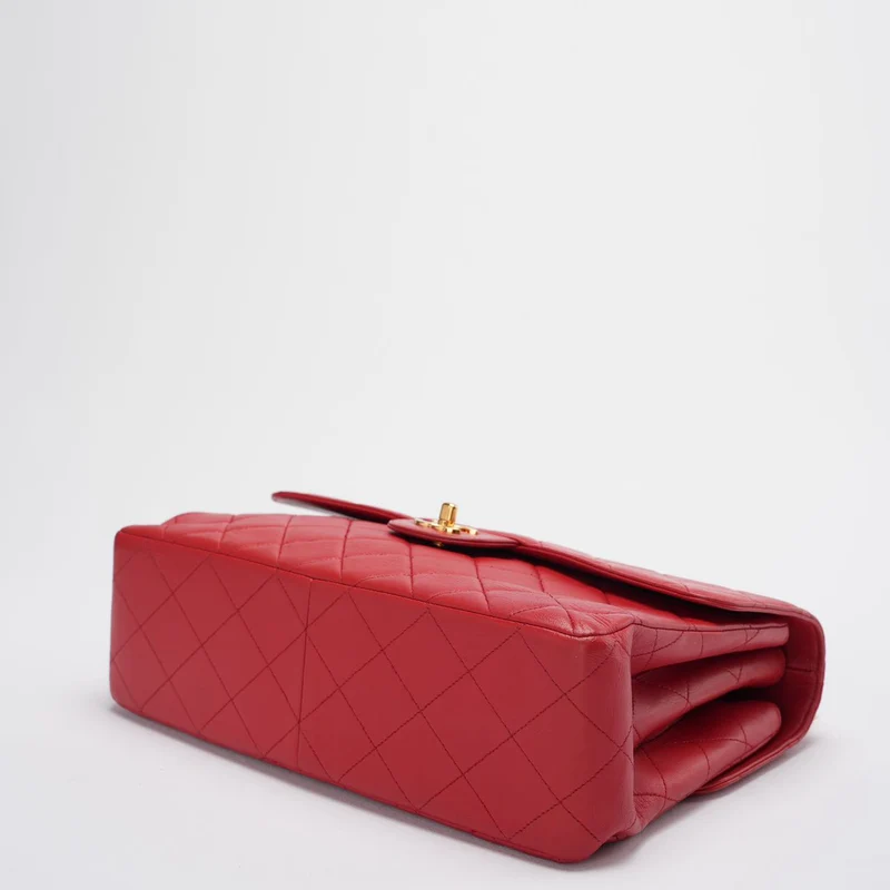 Chanel Vintage Red Classic Timeless Double Flap Bag mit 24 Karat Gold Hardware Double Side