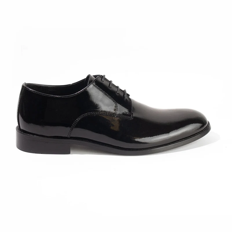 Men Black Vernis Leather Shoes #4394
