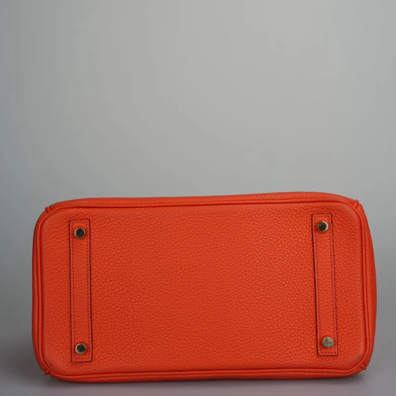 Hermes Birkin 30 Handtasche aus orangefarbenem Togo-Leder mit goldener Hardware