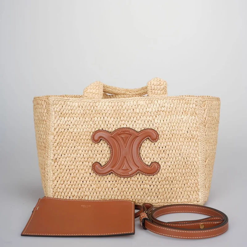Celine Small Cabas Thais aus Bast und Kalbsleder