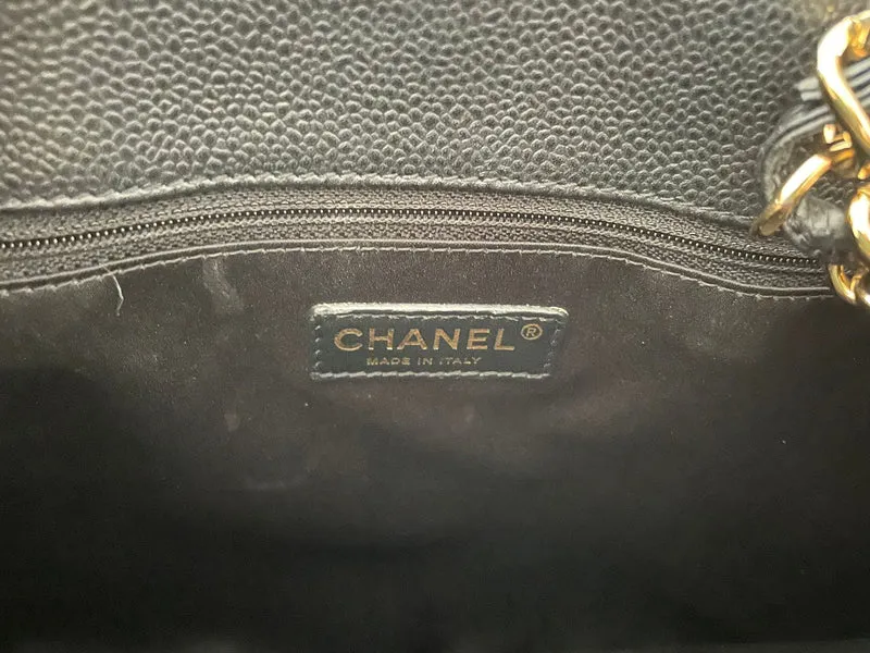 Chanel Black Grand Shopping Tote GST Bag aus Kaviarleder mit goldenen Beschlägen