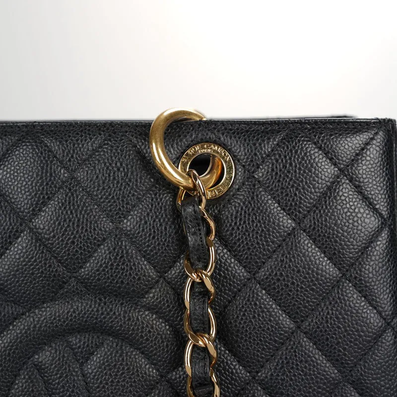 Chanel Black Grand Shopping Tote GST Bag aus Kaviarleder mit goldenen Beschlägen