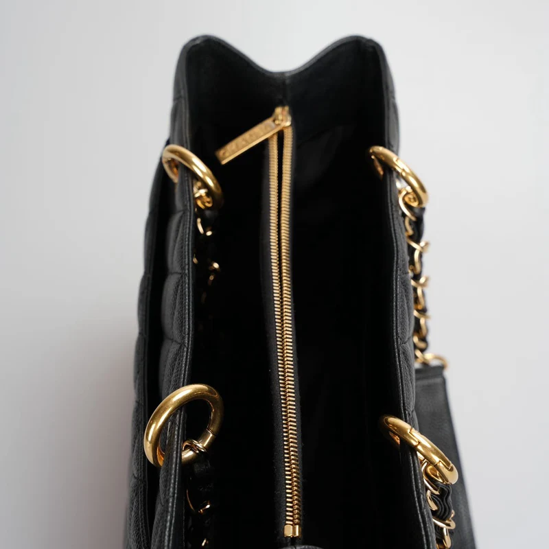 Chanel Black Grand Shopping Tote GST Bag aus Kaviarleder mit goldenen Beschlägen