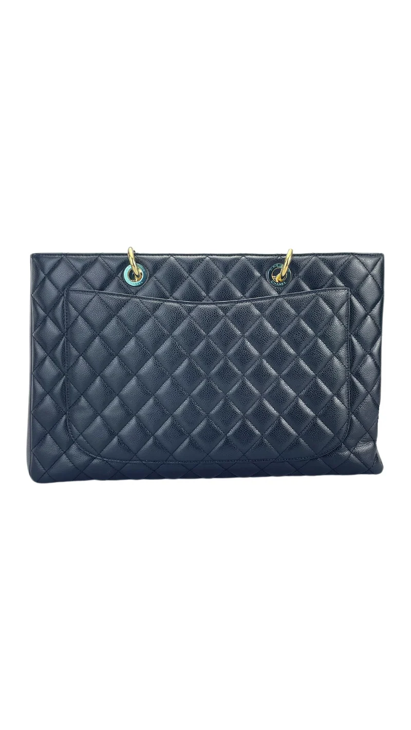 Chanel Schwarze Einkaufstasche aus Kaviarleder, extragroß
