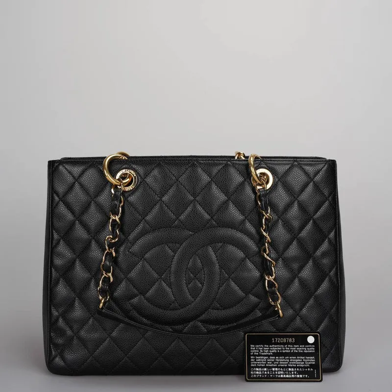 Chanel Black Grand Shopping Tote Schwarze GST-Tasche in Cavier 2012-2013