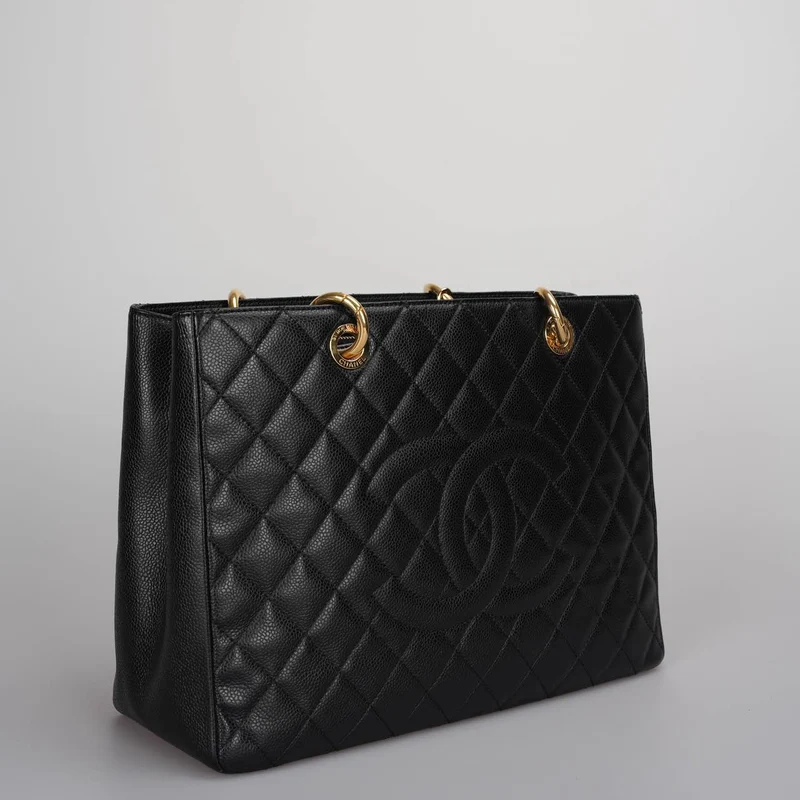 Chanel Black Grand Shopping Tote Schwarze GST-Tasche in Cavier 2012-2013