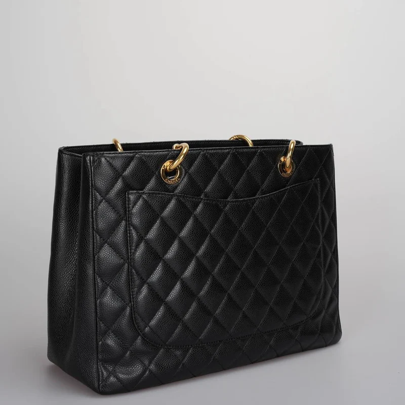 Chanel Black Grand Shopping Tote Schwarze GST-Tasche in Cavier 2012-2013