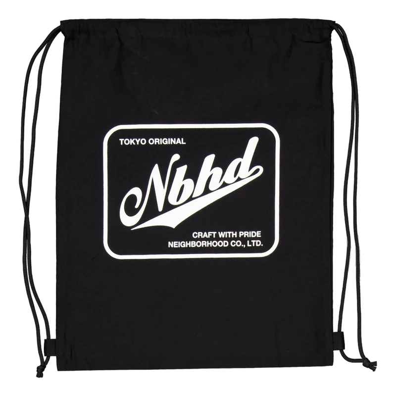 Logo Drawstring Tote Bag Black