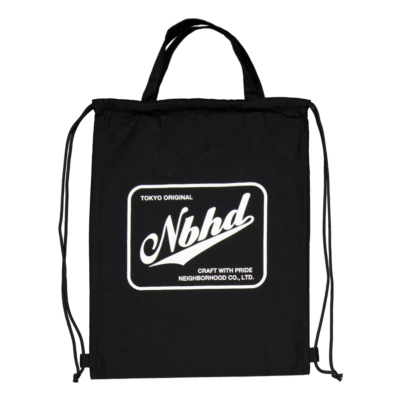 Logo Drawstring Tote Bag Black