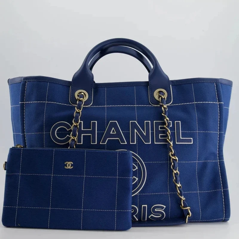 Chanel Deauville Tote Bag aus blauem Canvas aus der Cruise Collection 2023
