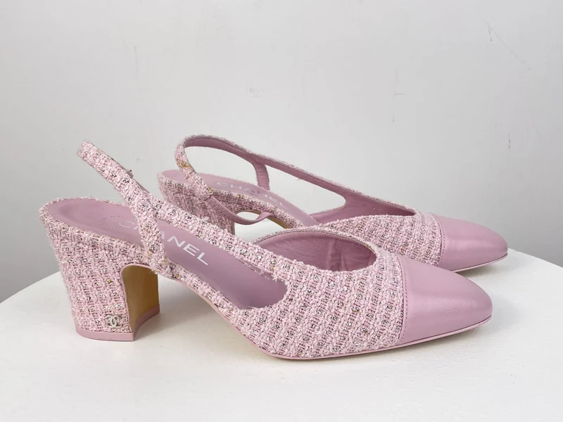 Chanel Pink Tweed M Slingback-Pumps mit CC-Logo 39