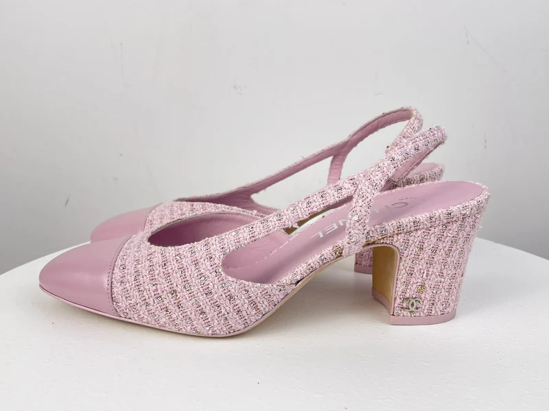 Chanel Pink Tweed M Slingback-Pumps mit CC-Logo 39