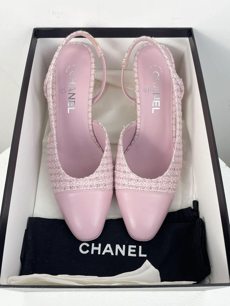 Chanel Pink Tweed M Slingback-Pumps mit CC-Logo 39