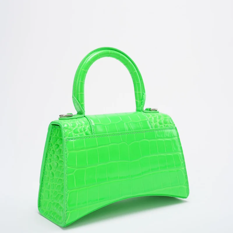 Balenciaga Hourglass XS Handtasche mit Krokodilprägung in Grün