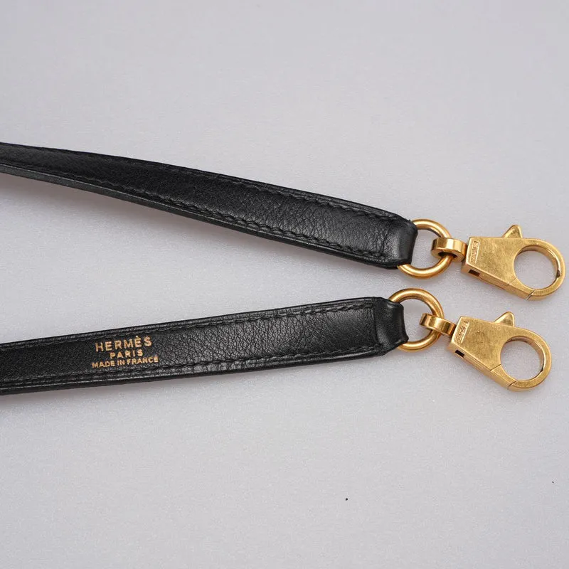 Hermes Vintage Kelly 28 Sellier Tasche aus schwarzem Kalbsleder mit goldener Hardware