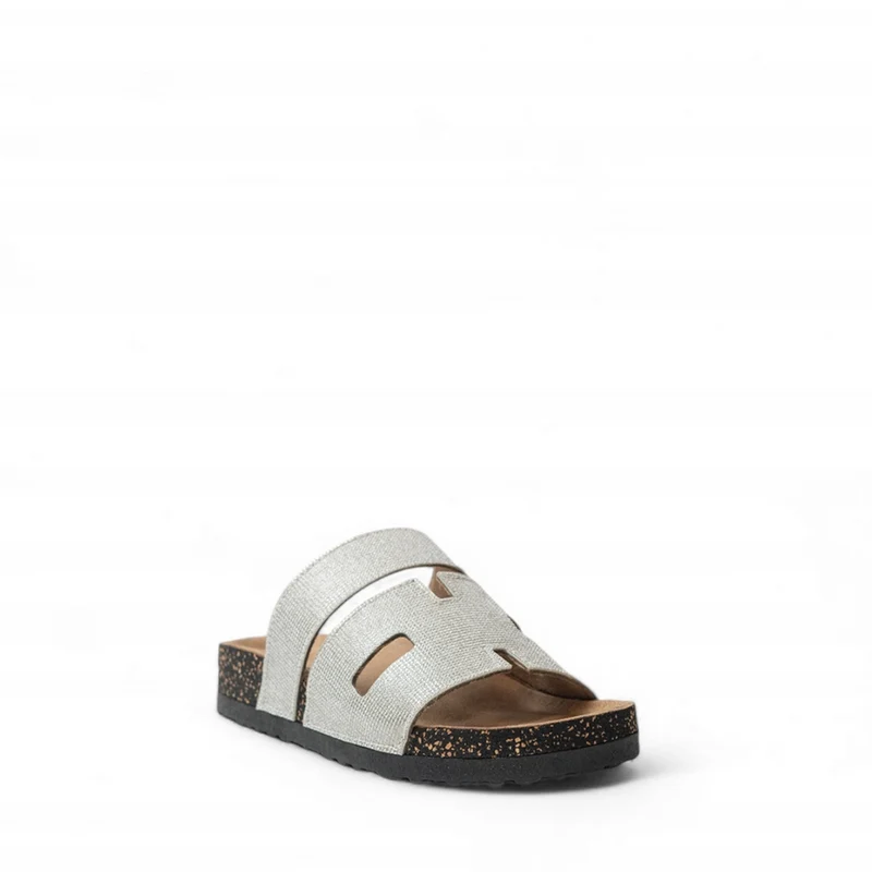 Women Silver Glitter Slipper #2903