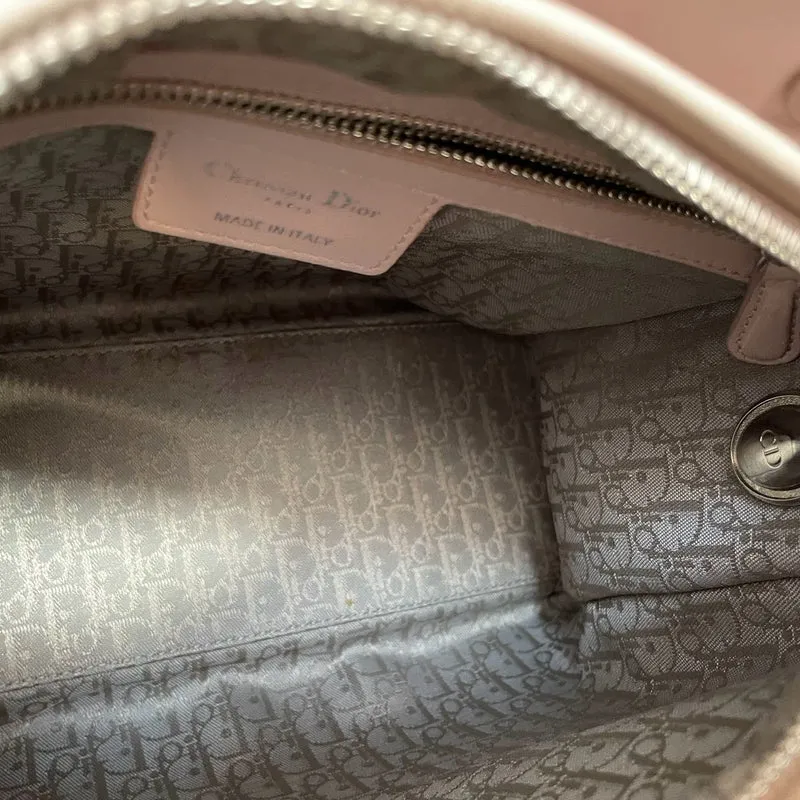 Christian Dior Cherry Blossom Pink Lady Dior Tasche aus Lammleder mit silberner Hardware
